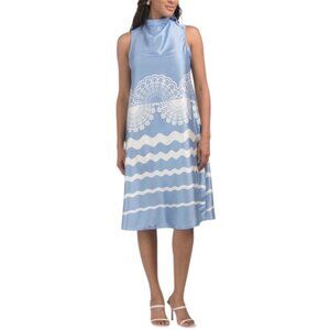 ISAAC MIZRAHI NEW YORK Made In Usa Bias Cowl Neck Satin Dress